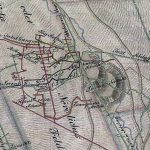 A section of the the Althandel Shaft area from the historical map of the mine topography and with the vertical profile with the deep levels under Graner blind level (1833).