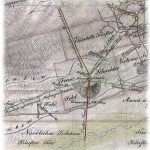Časť historickej mapy z roku 1833 - banská fotografia mapy v areáli šachty František