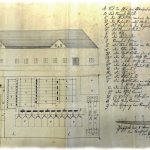 Projekt na stavbu úpravne rudy z roku 1837 s legendou technických zariadení